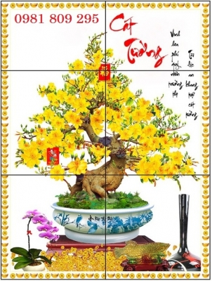 Gạch tranh 3d cây mai vàng, hoa mai  HP6664