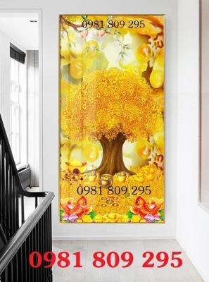 Tranh 3d cây tiền - gạch tranh 3d