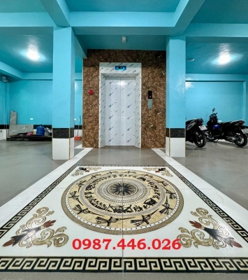 Gạch thảm vuông, gạch khắc vàng hoa văn đẹp HP6982