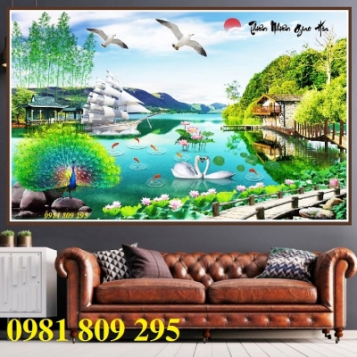 tranh gạch 3d phong thủy - sơn thủy