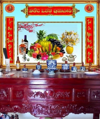 Tranh gạch ốp tường phòng thờ