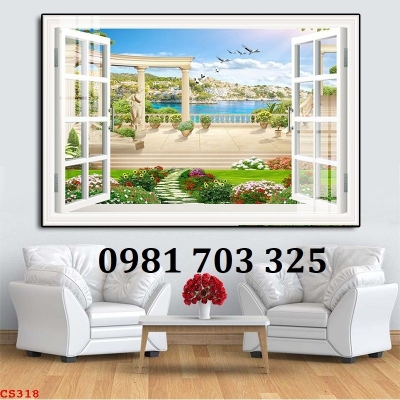 Tranh gạch cửa sổ 3D dán tường