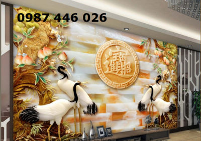 Tranh gạch men chim hạc, tranh tường HP08822