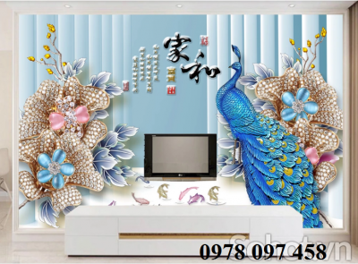 Tranh gạch chim công