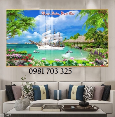 Tranh gạch phong thủy thuận buồm xuôi gió