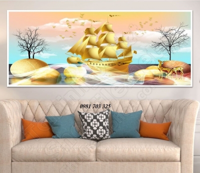 Tranh gạch men 3D thuận buồm xuôi gió