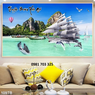 Tranh gạch men thuyền buồm
