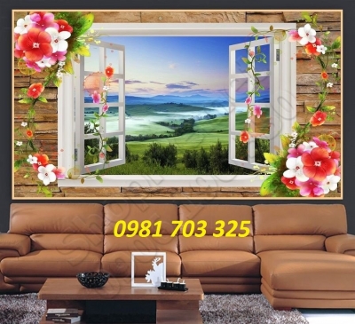 Gạch tranh 3D đẹp cửa sổ trang trí