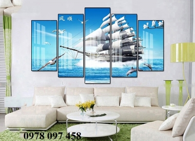 Tranh gạch 3 D - tranh thuyền buồm