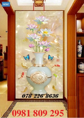 tranh gạch 3d bình hoa - gạch tranh ốp tường