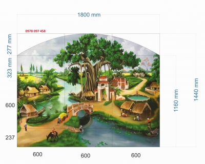 Gạch tranh dán tường phòng khách