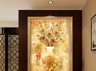 gạch 3d mẫu tranh bình hoa