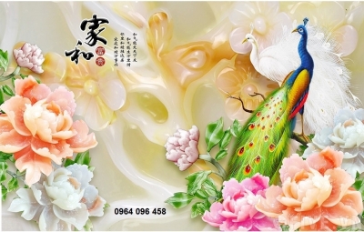 Gạch tranh ốp tường- tranh chim công