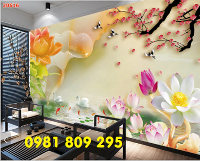 Tranh gạch hoa sen 3d - tranh ốp tường