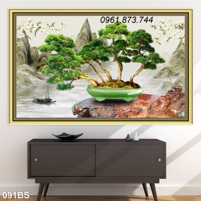 Tranh 3d cây bonsai-Tranh treo tường