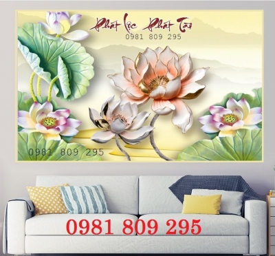 Gạch 3d hoa sen ốp tường - tranh gạch men