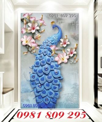 Tranh chim công khổ đứng, tranh gạch