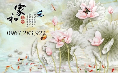 Tranh 3D- Tranh gạch hoa sen