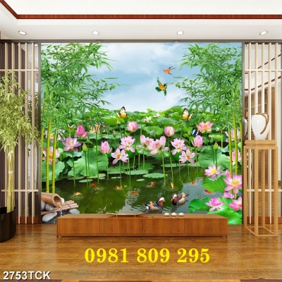 Gạch tranh 3d , gạch 3d hoa sen tuyệt đẹp HN9939