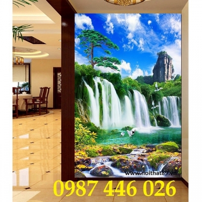 Gạch 3d tranh ốp tường phong cảnh thiên nhiên đẹp HP82
