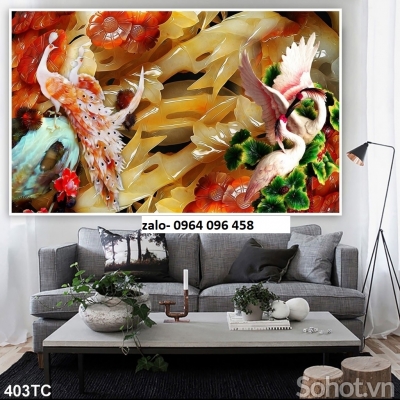Tranh gạch 3d dán tường phòng khách - KMN6