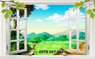 Tranh dán phòng khách - gạch tranh