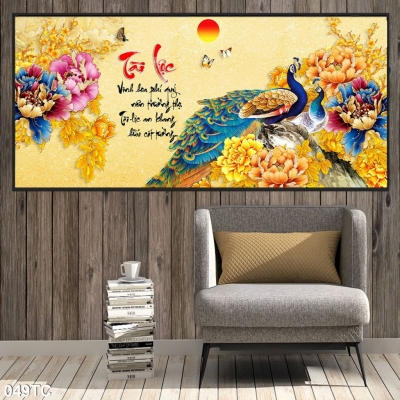 Gạch tranh chim công - tranh ốp phòng ngủ HSFG8