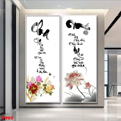 Tranh dán phòng khách - gạch tranh