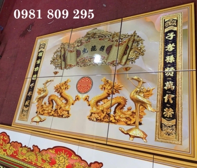 Tranh gạch men 3d hoành phi câu đối phòng thờ HD939