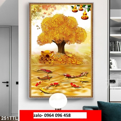 Tranh gạch cây kim tiền 3d - SXXX4