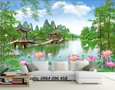Tranh phong thủy phòng khách tranh gạch 3d
