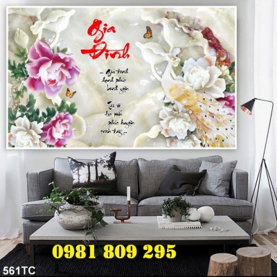 Tranh gạch men chim công phong thủy GP844