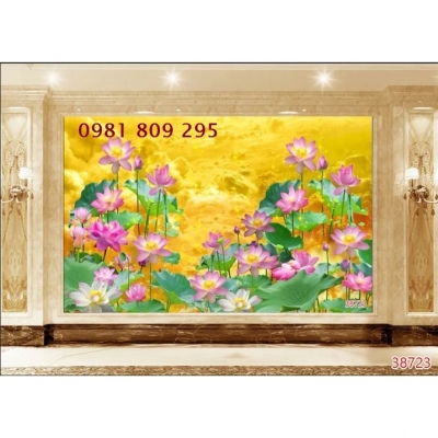 Tranh gạch men hoa sen ốp tường đẹp 3d  HP02892
