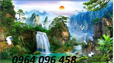 Gạch tranh 3d ốp tường phong cảnh - GVC43