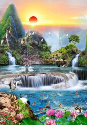 Tranh gạch trang trí sảnh hành lang - 974BVC