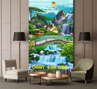Tranh thác nước- gạch ốp tường