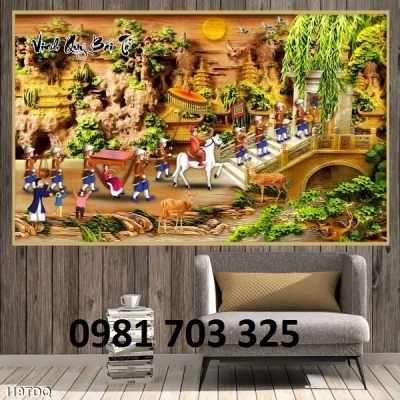 Tranh đồng quê, gạch men 3D phong cảnh