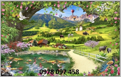 Gạch tranh dán tường đẹp - tranh phong cảnh