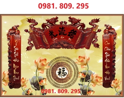 Tranh gạch phòng thờ gia tiên 3d đức lưu quang