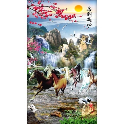 Tranh mã đáo thành công - tranh gạch 3d ốp tường - XCV7