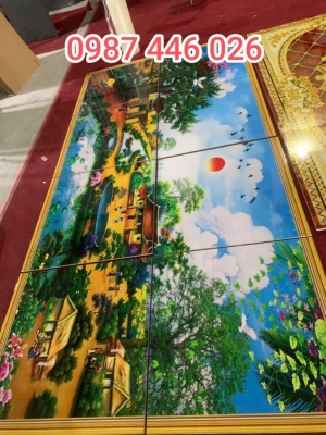 Gạch tranh 3d, tranh ốp tường phòng khách đẹp HP872