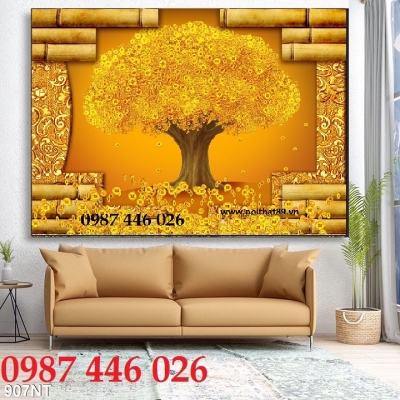 Gach tranh cây tiền vàng HP7293