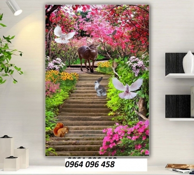 Tranh gạch 3d ốp tường khổ dọc - TNB43