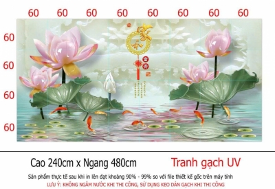 Tranh gạch 3d hoa sen - GXDC33