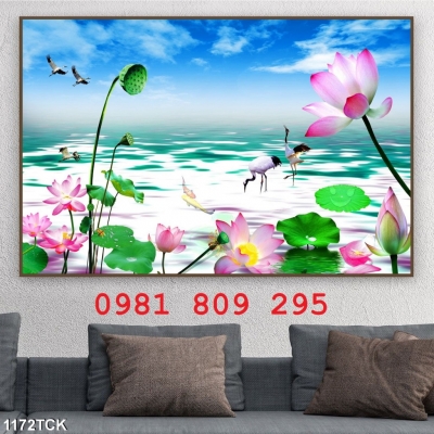 Gạch 3d hoa sen , tranh gạch men