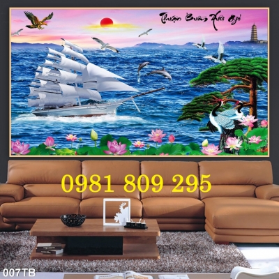 Gạch ốp tường phòng khách thuyền buồm