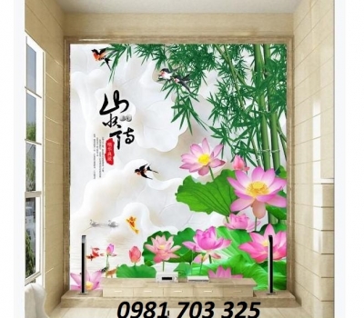 tranh gạch, gạch tranh 3D hoa sen