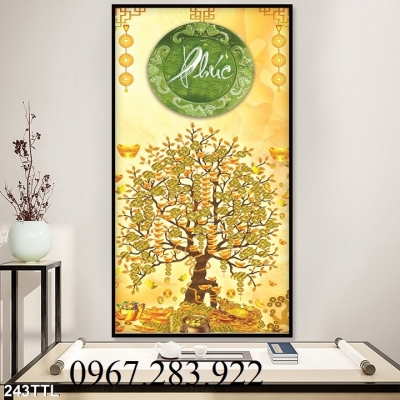 Tranh 3D- Tranh gạch cây kim tiền