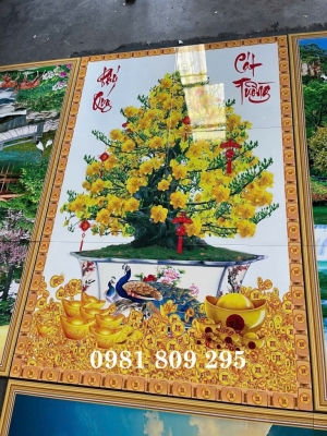 Trang trí 3d , gạch tranh hoa mai 3d