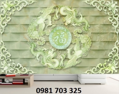 Gạch tranh phong thủy ốp tường- tranh rồng